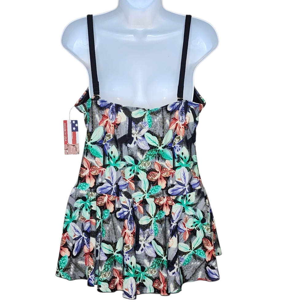 Dippin Daisy's swim suit one piece floral padded cups adjustable straps sz 18w - Picture 4 of 14